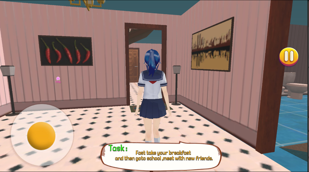 First-person gameplay with an active task